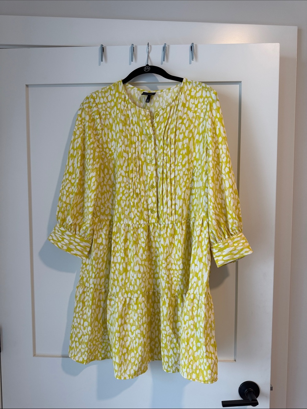 Who What Wear Yellow and White Printed Dress